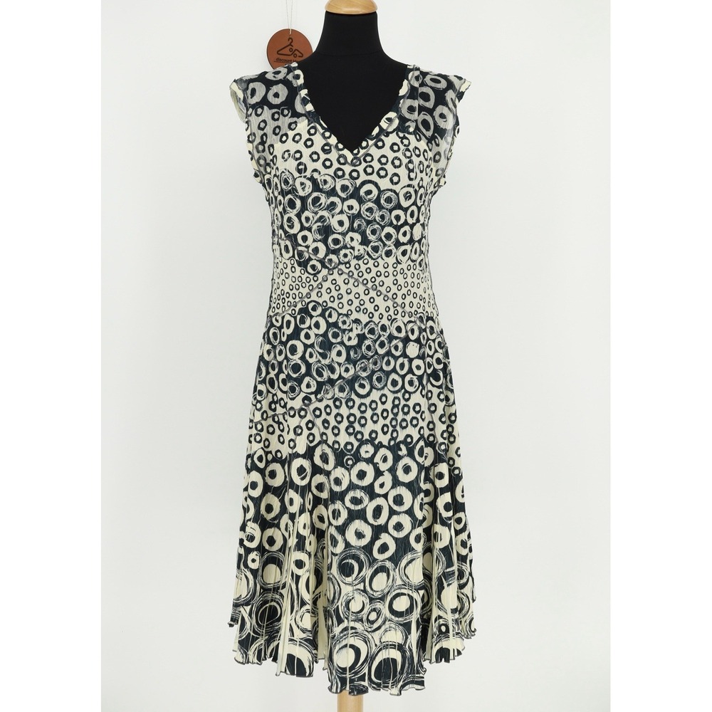 Komarov Crinkle Wrinkle Free Cap Sleeve Dress Abstract Print Flowy Pull On Large